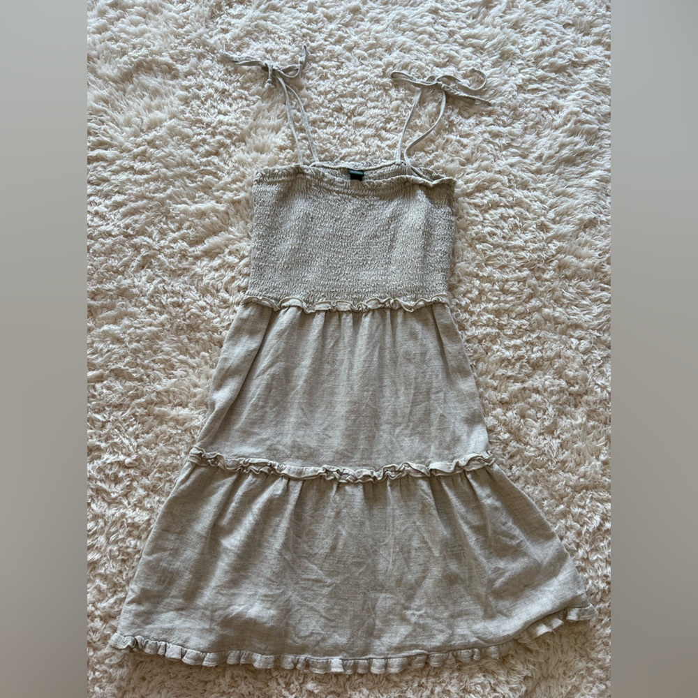 Tan Summer Tie Strap Dress Sz M